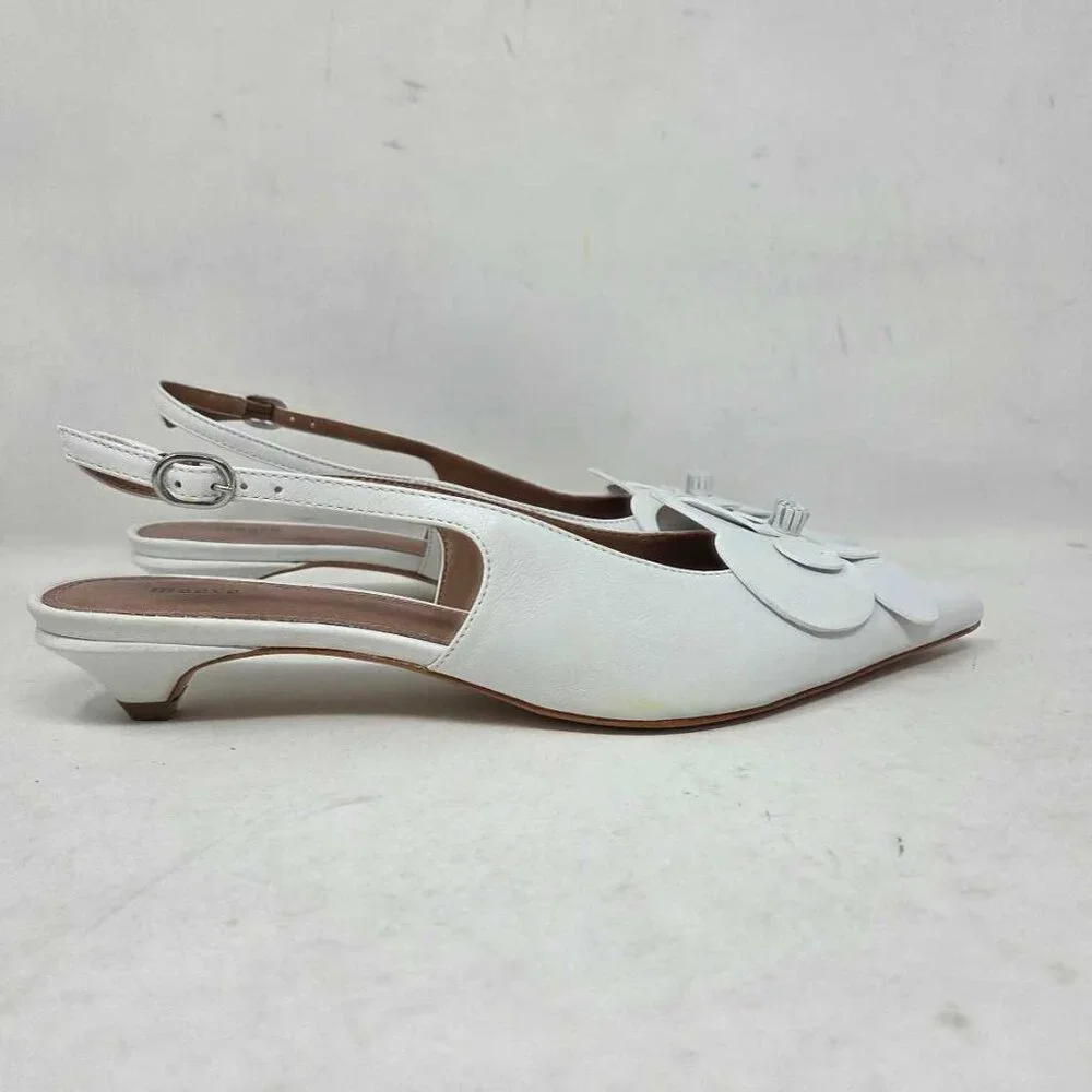 Women's EU 38 / US 7-7.5 Maeve x Anthropologie white floral slingback heels
